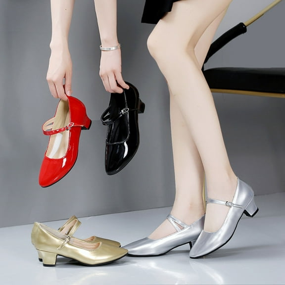 Miluxas Ballroom Dance Shoes for Women Classic Dance Heels Prom Shoes for Woman Latin Salsa Dancing Heels,Glitter Leather Closed Toe Heels Shoes for Outdoors Silver 9(42)