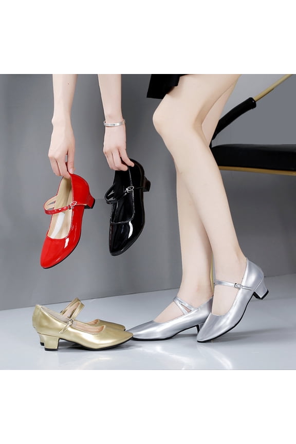 Ballroom Dance Shoes for Women Classic Dance Heels Prom Shoes for Woman Latin Salsa Dancing Heels,Glitter Leather Closed Toe Heels Shoes for Outdoors Silver 9(42)