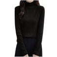 thumbnail image 1 of Miluxas Basic Sweaters for Women Long Sleeve Crew Neck Soft Warm Cozy Pullover Lightweight Knit Jumpers Sweater Black 6(M), 1 of 4