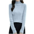 thumbnail image 1 of Miluxas Basic Sweaters for Women Long Sleeve Crew Neck Soft Warm Cozy Pullover Lightweight Knit Jumpers Sweater Light Blue 8(L), 1 of 5
