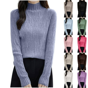 Miluxas Basic Sweaters for Women Long Sleeve Crew Neck Soft Warm Cozy Pullover Lightweight Knit Jumpers Sweater White 10(XL)