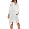 thumbnail image 1 of Miluxas Bathing Suit Cover Ups for Pregnant Women Bikini Cover Up Beach Shirt Tunic Dress White Free Size, 1 of 6
