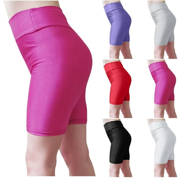 Miluxas Biker Shorts Women Tummy Control, Womens High Waisted Compression Leggings White XL(XL)