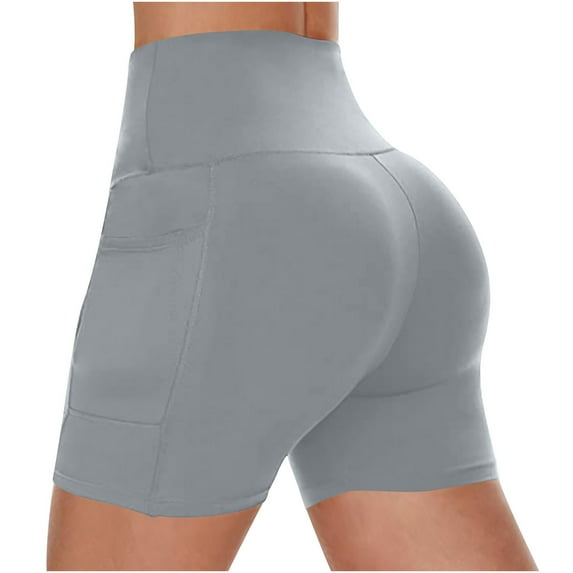 Miluxas Biker Shorts with Pockets for Women Clearance – High Waisted Tummy Control Soft Workout Shorts for Yoga Athletic Running Gray 10(XL)