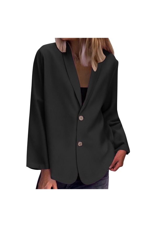 Blazers for Women Business office Outfits Long Sleeve Single Breasted Unlined Work Suit Jackets Black