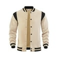 thumbnail image 1 of Miluxas Bomber Baseball Varsity Jacket Long Sleeves Fleece Team Casual Jacket Khaki XL(XL), 1 of 9
