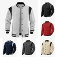 thumbnail image 1 of Miluxas Bomber Baseball Varsity Jacket Long Sleeves Fleece Team Casual Jacket Wine XL(XL), 1 of 6