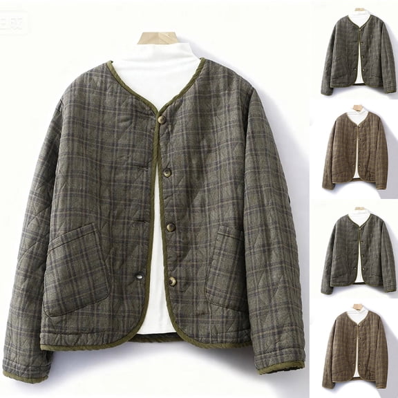 Miluxas Bomber Jacket for Women Varsity Casual Button up Lightweight Fall Fashion Short School Quilted Plaid Jacket Yellow XL(XL)