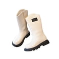 thumbnail image 1 of Miluxas Boots for Girl,Girls Round Toe Side Zipper Knee High Riding Boots Chunky Heels Slip on Winter Fashion Shoes for Little Kid Big Kids Toddler Beige 1.5 M(35), 1 of 6