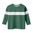 thumbnail image 1 of Miluxas Boy 3/4 Sleeve Shirts Casual Kids Cotton Crewneck Solid Raglan Tee Tops Blouse Spring Fall T Shirt for Boys Green 5-6 Years, 1 of 5