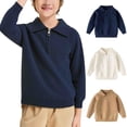 thumbnail image 1 of Miluxas Boy's Cable Knitted Sweater Half Zip Lightweight Casual Pullovers for Kids Navy 9-10 Years, 1 of 8