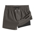 thumbnail image 1 of Miluxas Boy's Swim Trunks with Compression Liner Beach Shorts Quick Dry Bathing Suits with Pocket Dark Gray 8 Years, 1 of 5