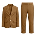 thumbnail image 1 of Miluxas Boys 2-Piece Suit Set, Slim Fit Blazer & Dress Pants, Classic formal Outfit for Weddings, Graduation, Prom, Pageants & Special Occasions Brown 2 Years, 1 of 9
