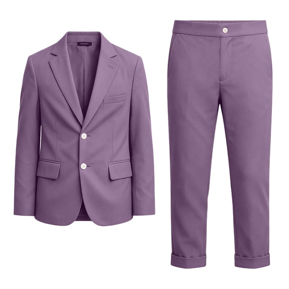 Miluxas Boys 2-Piece Suit Set, Slim Fit Blazer & Dress Pants, Classic formal Outfit for Weddings, Graduation, Prom, Pageants & Special Occasions Purple 3 Years
