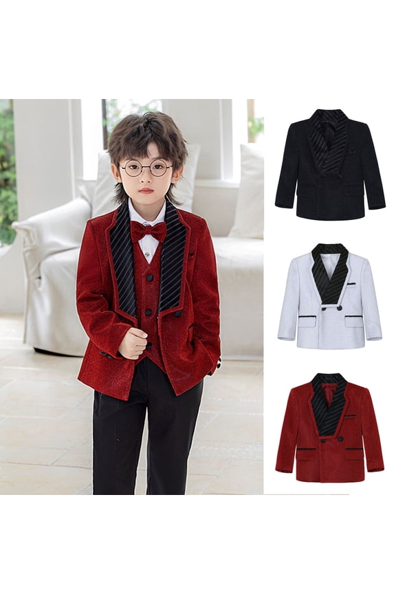 Boys Blazer Kids Blazers for Boy Sports Coat Slim Fit Suit Jackets for Wedding Homecoming Silver 1-2Years