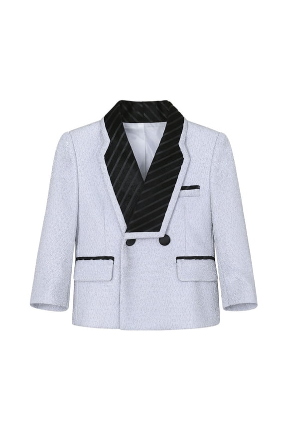 Boys Blazer Kids Blazers for Boy Sports Coat Slim Fit Suit Jackets for Wedding Homecoming Silver 6-7Years
