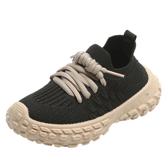 Miluxas Boys Girls Kids' Sneakers Mesh Sports Shoes Breathable Lightweight Running Shoes for Kids Fashion Athletic Casual Shoes Black 8.5(24)