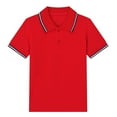 thumbnail image 1 of Miluxas Boys Girls Shirts Short Sleeve Kids Summer Casual Uniform T-Shirts Cotton Soft Color Block Tops Red 7-8 Years, 1 of 5