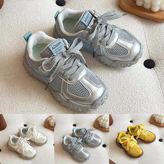 Miluxas Boys Girls Sneakers Kids Tennis Shoes Lightweight Breathable Mesh Walking Running Shoe for Toddler/Little Kid/Big Kid Yellow 3.5(36)