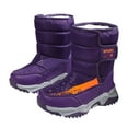 thumbnail image 1 of Miluxas Boys Girls Snow Boots Waterproof Hook and Loop Mid Calf Faux Lining Winter Shoes for Little/Big Kids Purple 13 M(32), 1 of 7