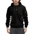 thumbnail image 1 of Miluxas Boys Half Zip Hoodies Casual Fall Winter Fashion Long Sleeve Hooded Sweatshirts Baggy Comfy Pullover Tops with Pockets Black 14 Years, 1 of 9
