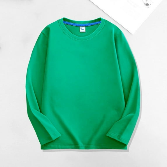Miluxas Boys Long Sleeve Shirts Kids Soft Crewneck Tee T-Shirt Basic Long Sleeve Top Green 3-4 Years