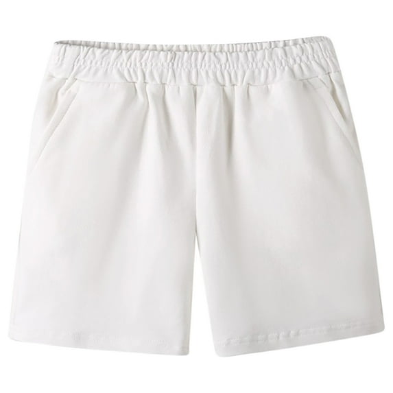 Miluxas Boys' Pull On Jogger Shorts Youth Kids Casual Sweat Shorts White 10 Years(150)