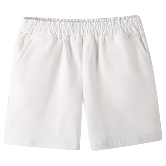 Miluxas Boys' Pull On Jogger Shorts Youth Kids Casual Sweat Shorts White 13 Years(160)