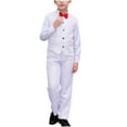thumbnail image 1 of Miluxas Boys Suit Set formal Dress Shirt with Bow Tie, Slim Vest and Pants Toddler Boy Clothes Suits White 3-4 Years, 1 of 4