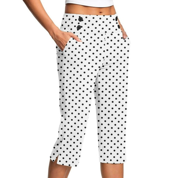 Miluxas Capri Pants for Women Stretch High Waisted Crop office Work Pants Summer Casual Capris Slacks Yoga Dress Pant White L(L)