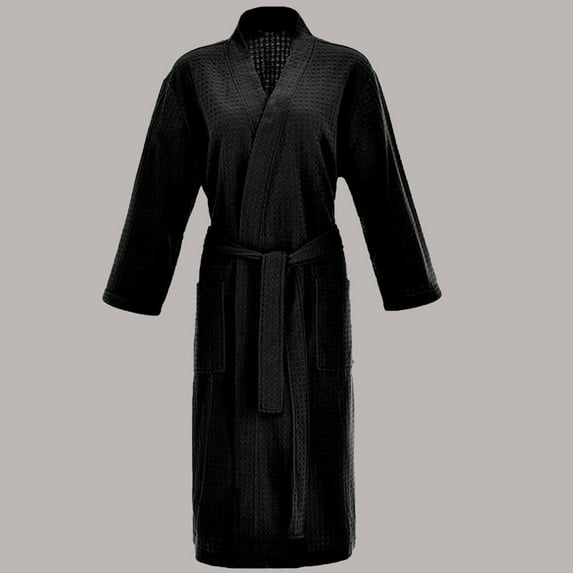 Miluxas Cardigan Bathrobe Thin Bathrobe Men's Home Clothes Bathrobe Men Black 4(M)