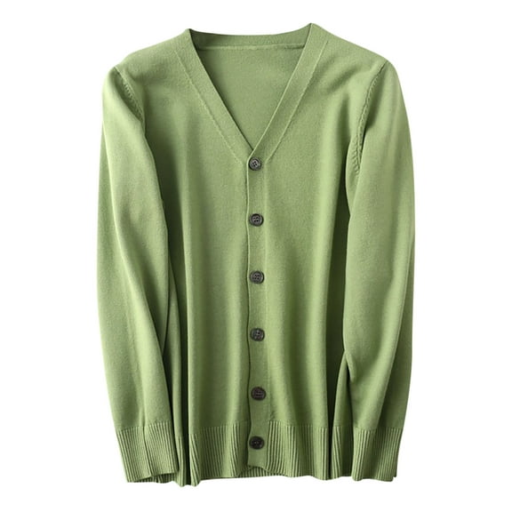 Miluxas Cardigan Sweaters for Men Casual Lightweight Soft Knit V Neck Mens Cardigans Sweater Trendy Fall Winter Clothes Green XXL(XXL)