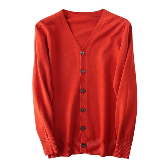 Miluxas Cardigan Sweaters for Men Casual Lightweight Soft Knit V Neck Mens Cardigans Sweater Trendy Fall Winter Clothes Watermelon Red M(M)