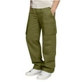 thumbnail image 1 of Miluxas Cargo Pants for Boy Casual Lightweight Loose Fit Stretch Elastic Waist Work Pants Army Green 10 Years(150), 1 of 9