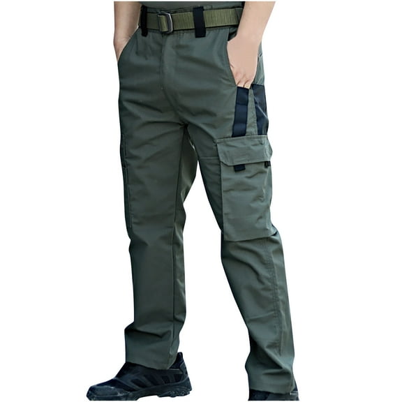 Miluxas Cargo Pants for Men Work Construction Tactical Hiking Pants Waterproof Lightweight Ripstop Pant with Pockets Army Green