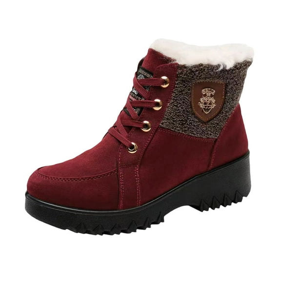 Miluxas Casual Winter Hiking Boots for Women - Womens Outdoor Snow Ankle Boots Waterproof Lightweight Lace up Warm Walking Hiking Shoes Red 7.5(40)