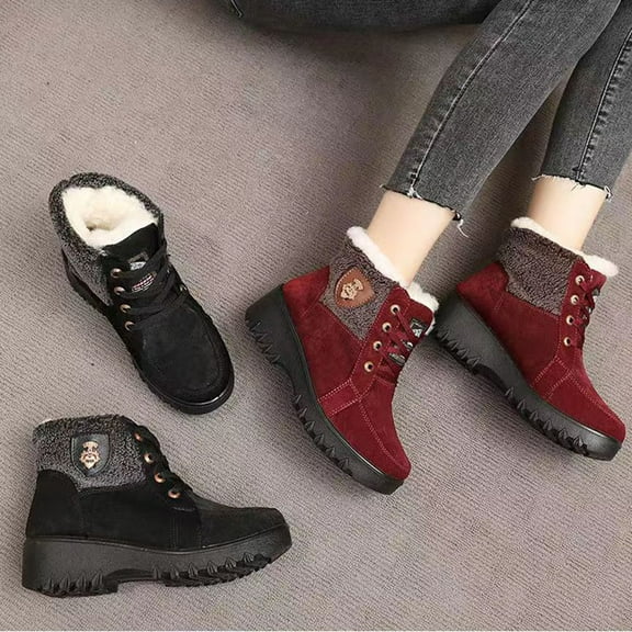 Miluxas Casual Winter Hiking Boots for Women - Womens Outdoor Snow Ankle Boots Waterproof Lightweight Lace up Warm Walking Hiking Shoes Red 8.5(41)