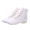 thumbnail image 1 of Miluxas Children’s Practice Dancing Shoes Soft Canvas Flat Lace-up Jazz Boots (Little Kid/Big Kid) White 2.5(37), 1 of 6
