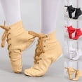 thumbnail image 1 of Miluxas Children’s Practice Dancing Shoes Soft Canvas Flat Lace-up Jazz Boots (Little Kid/Big Kid) White 3(38), 1 of 6