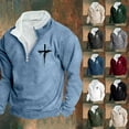 thumbnail image 1 of Miluxas Christian Sweatshirts for Men Cross Graphic Half Zip Pullover Stand Collar Faith Patriotic Sweatshirt White, 1 of 3