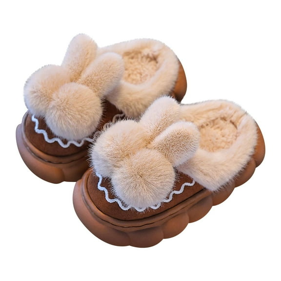 Miluxas Christmas Slippers Cute Fluffy Warm Comfy Autumn Winter Indoor Outdoor Non Slip Girls' Slippers Brown 13(32)