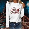 thumbnail image 1 of Miluxas Christmas Tops for Women 2024 MERRY CHRISTMAS Tree Floral Print Casual Long Sleeve Round Neck Top T-shirt N-White 4(S), 1 of 7