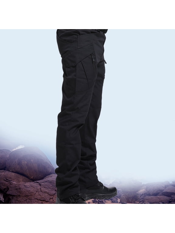 Classic Pants for Men's Pants Multiple Pockets Cargo Trousers Work Wear Combat Safety Cargo Pocket Black 8(L)