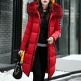 thumbnail image 1 of Miluxas Plus Size Women Solid Casual Thicker Winter Slim Down Lammy Jacket Coat Overcoat Red 14(XXXL), 1 of 9