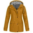 thumbnail image 1 of Miluxas Plus Size Women Solid Rain Jacket Outdoor Plus Size Waterproof Hooded Raincoat Windproof Yellow 8(S), 1 of 5