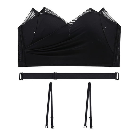 Miluxas Clearance Strapless Underwear Women's Summer Thin Style Wipe Chest Plus Chest Display Small Traceless Anti-light Chest Wrap Invisible Non-slip Bra Cover Black 70B(70B)