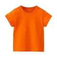 thumbnail image 1 of Miluxas Toddler Baby Boys Girl Cotton T-shirt Comfortable Solid Color Short Sleeve Top Orange 12-18Months, 1 of 5