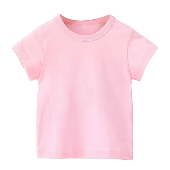 Miluxas Toddler Baby Boys Girl Cotton T-shirt Comfortable Solid Color Short Sleeve Top Pink 8-9Years
