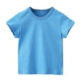 thumbnail image 1 of Miluxas Toddler Baby Boys Girl Cotton T-shirt Comfortable Solid Color Short Sleeve Top Sky Blue 11-12Years, 1 of 5