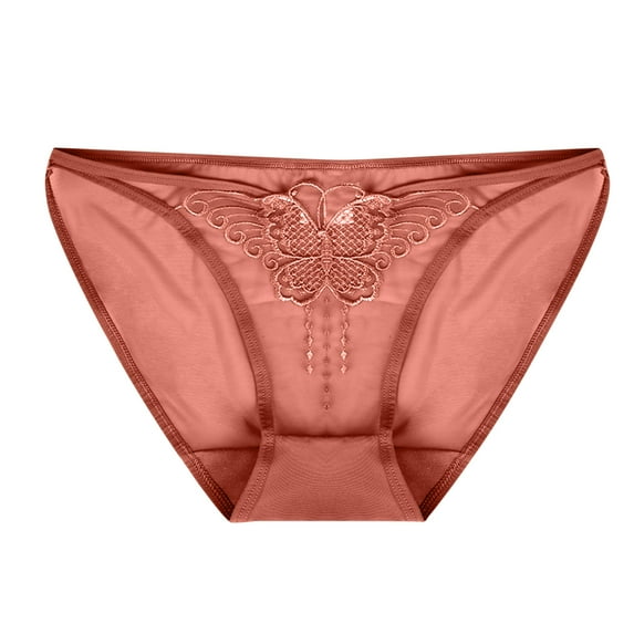 Miluxas Clearance Women Cutut Lace Underwear Briefs Panties Floral Sexy Hollow Out Lingerie Underpants Orange 6(M)